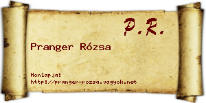 Pranger Rózsa névjegykártya