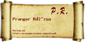 Pranger Rózsa névjegykártya